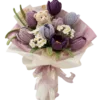 purple tulip daisy gift bouquet side view