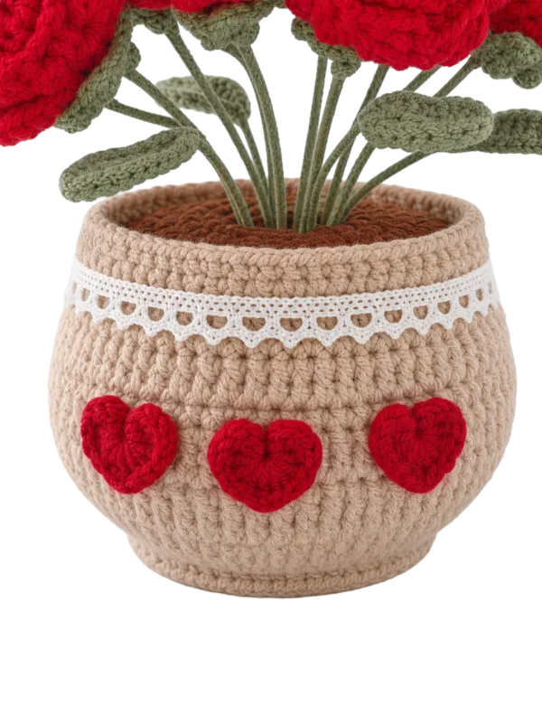 red rose pot ornament close up detail