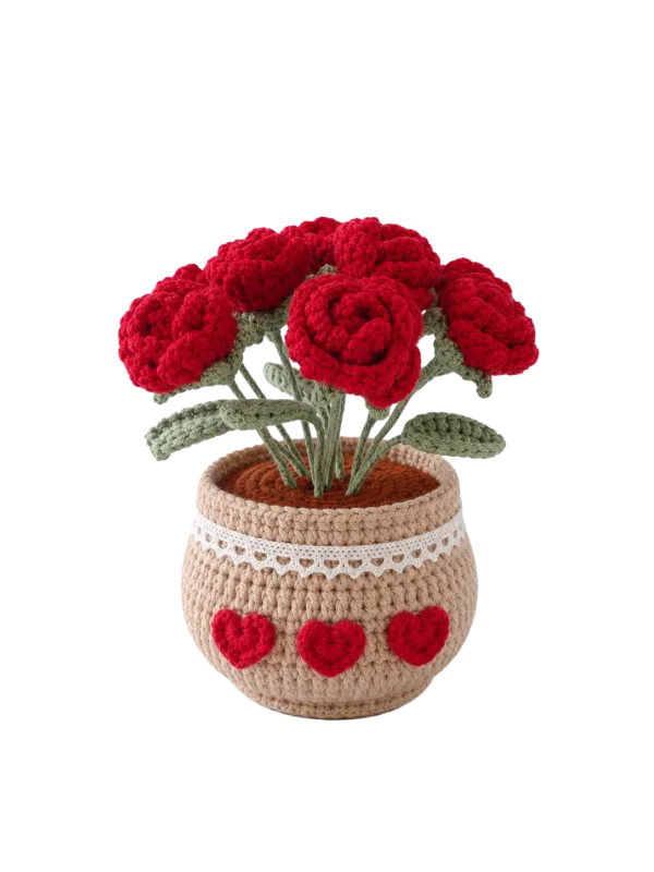 red rose pot ornament detail view