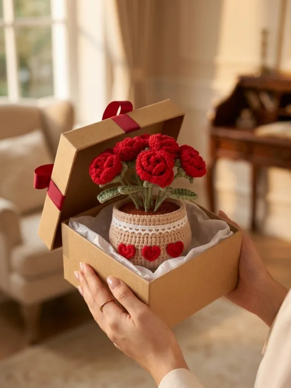 red rose pot ornament display view