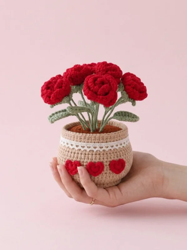 red rose pot ornament texture view