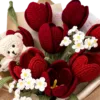 ruby tulip bear gift bouquet angled view