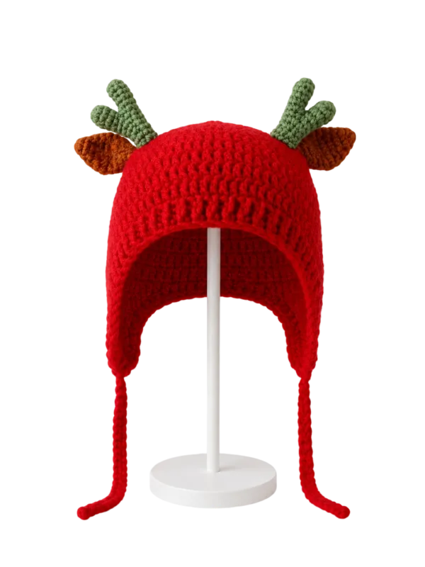 rudolph antler earflap hat front view