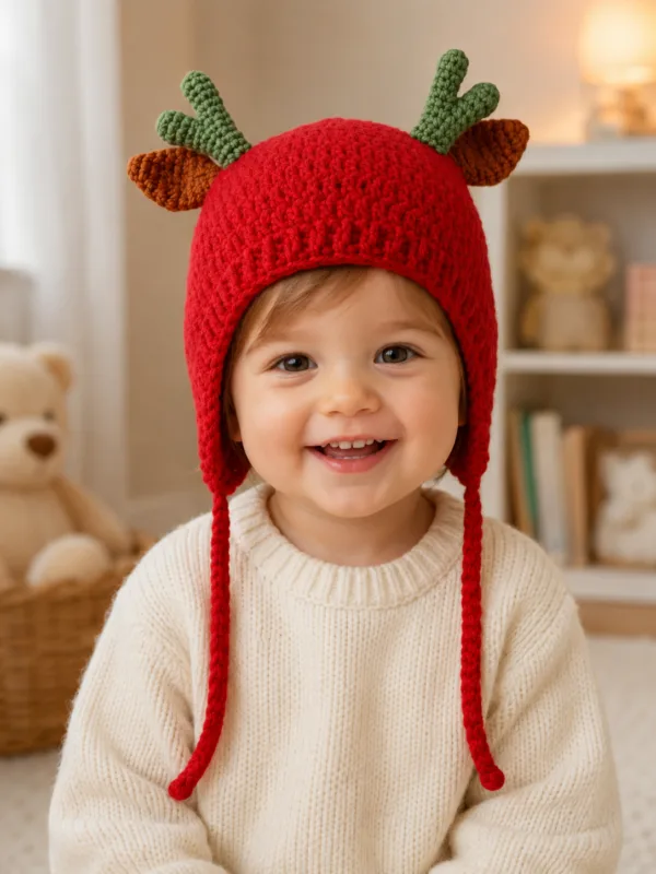 rudolph antler earflap hat hanging display