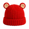 scarlet bear ear beanie angled view