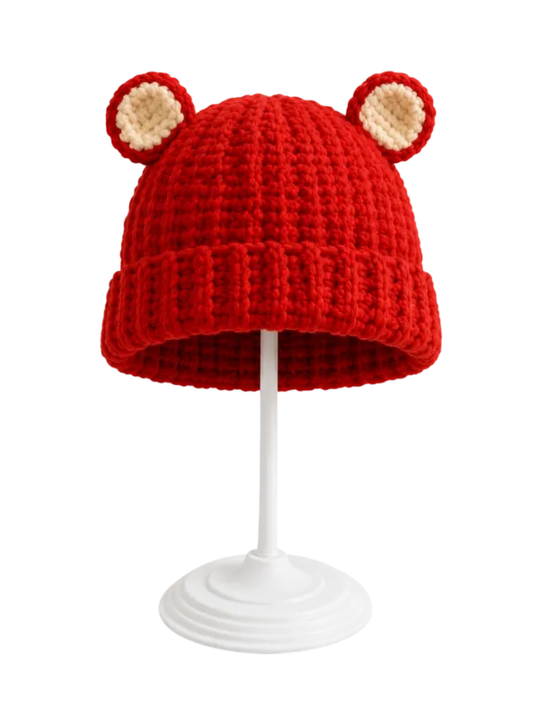 scarlet bear ear beanie front view