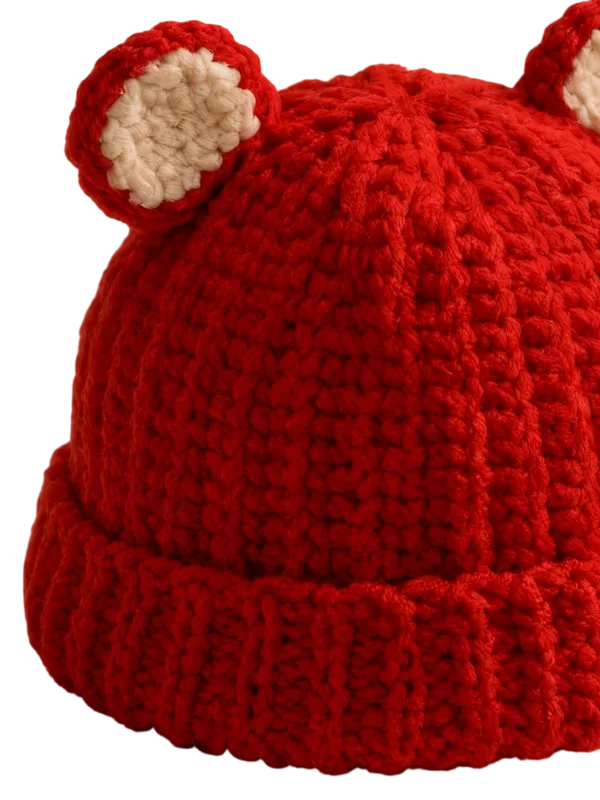 scarlet bear ear beanie side view