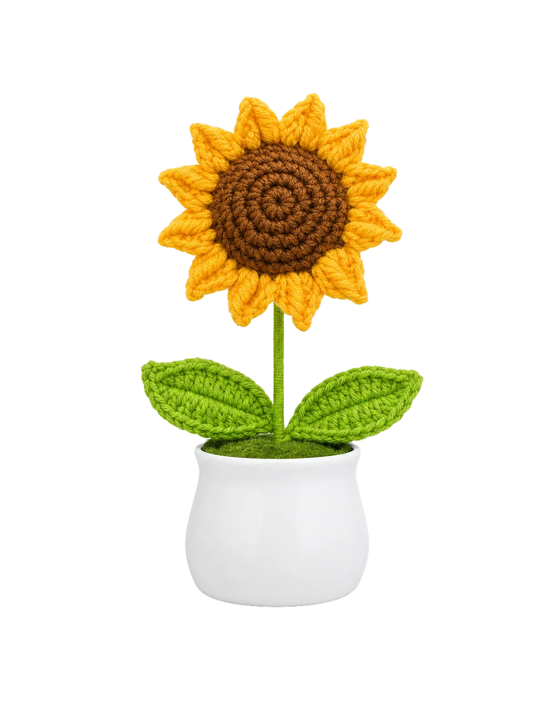 single sunflower white planter ornament detail view