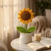 single sunflower white planter ornament display view