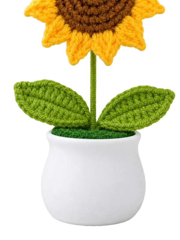 single sunflower white planter ornament main image