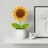 single sunflower white planter ornament product view