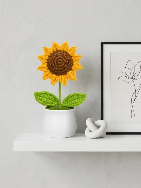 single sunflower white planter ornament product view
