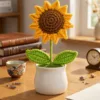 single sunflower white planter ornament styled view