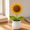 single sunflower white planter ornament top view
