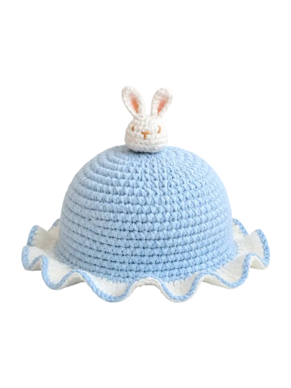 sky bunny ruffle sun hat angled view