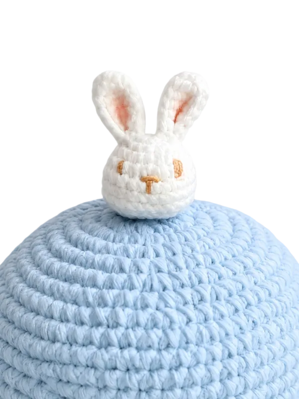 sky bunny ruffle sun hat close up detail