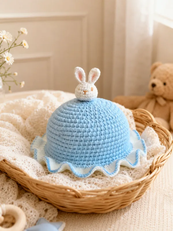 sky bunny ruffle sun hat lifestyle scene