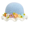 sky meadow floral ruffle sun hat angled view