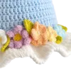 sky meadow floral ruffle sun hat close up detail