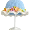 sky meadow floral ruffle sun hat front view