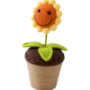 smiling sunflower planter ornament close detail