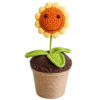 smiling sunflower planter ornament detail view