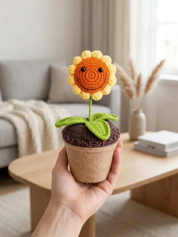 smiling sunflower planter ornament product view