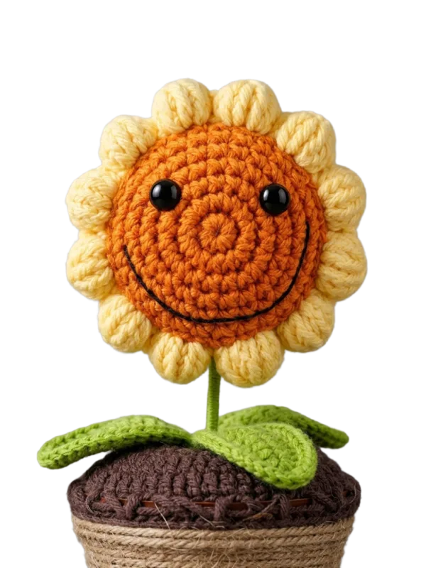 smiling sunflower planter ornament texture view