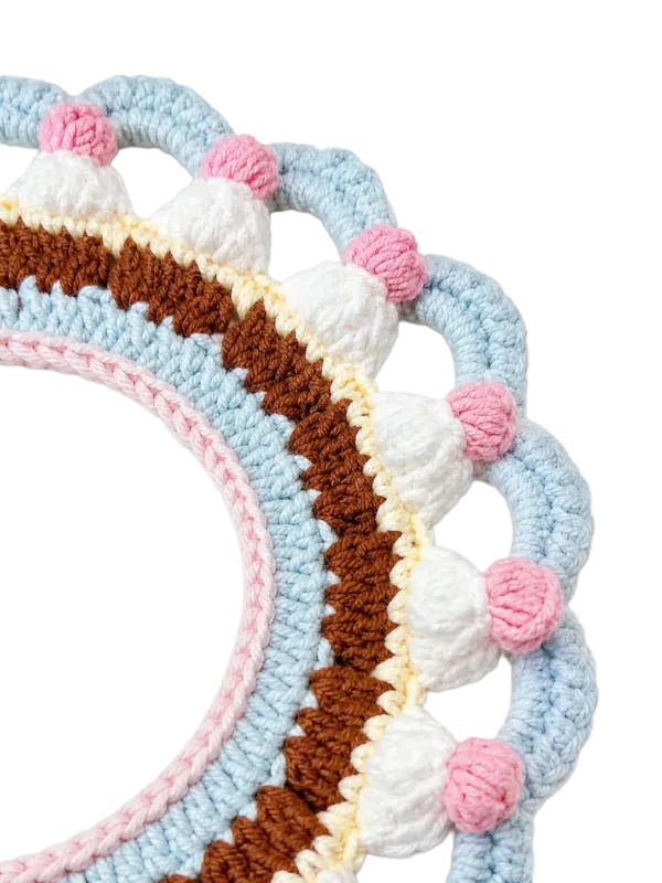strawberry cream cake pet scarf close up detail