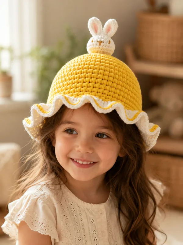 sunny bunny ruffle sun hat hanging display