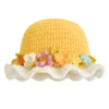 sunshine meadow floral ruffle sun hat angled view