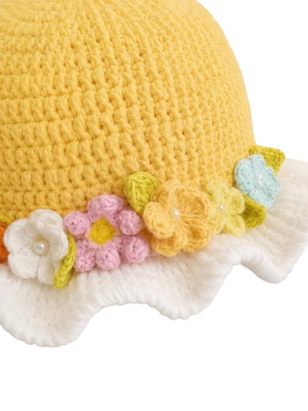 sunshine meadow floral ruffle sun hat close up detail