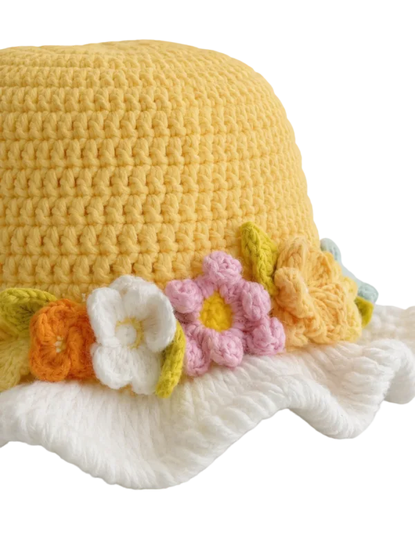 sunshine meadow floral ruffle sun hat side view