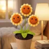 triple smiling sunflower planter ornament display view