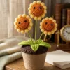 triple smiling sunflower planter ornament product view