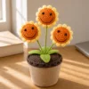 triple smiling sunflower planter ornament top view
