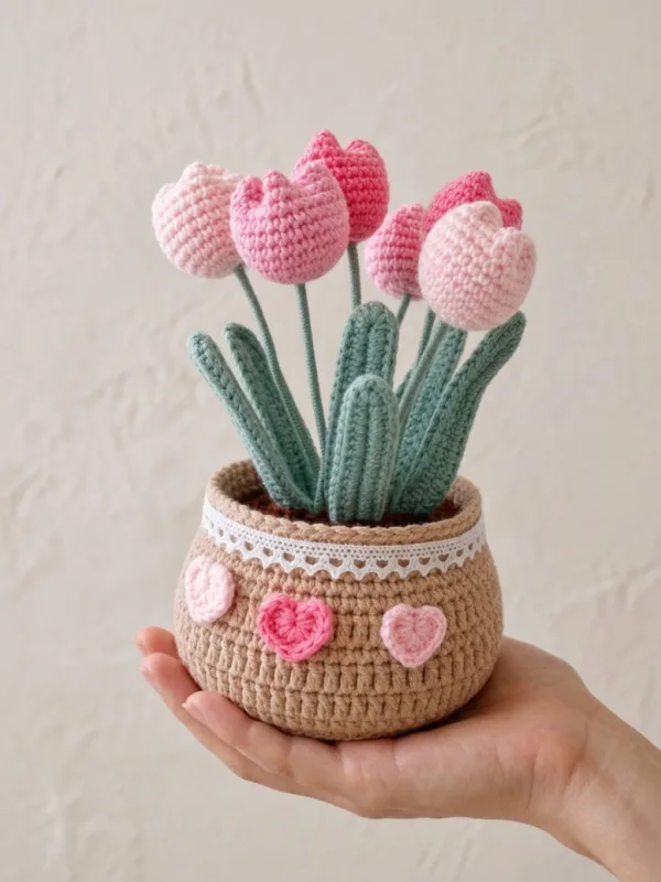 tulip pot ornament styled view
