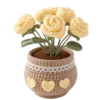 yellow rose pot ornament close detail