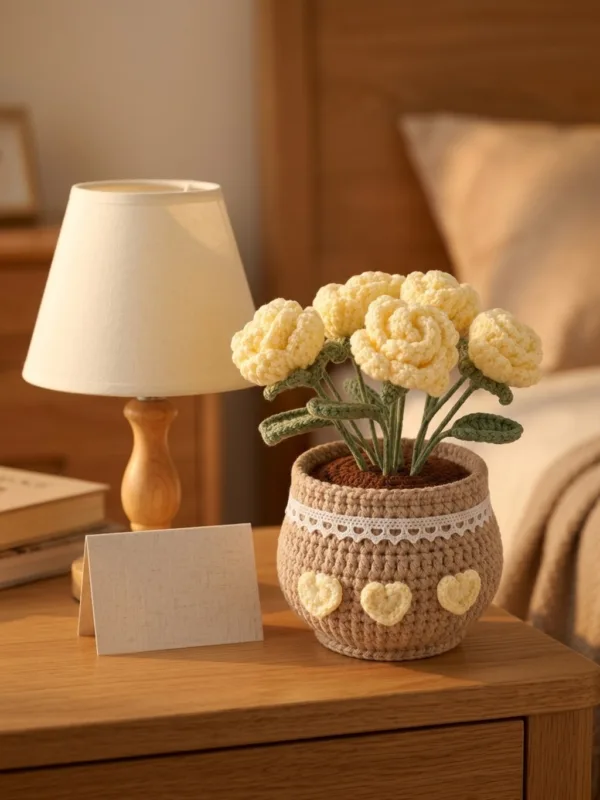 yellow rose pot ornament display view