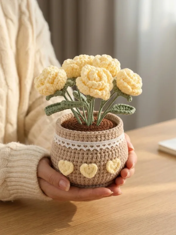 yellow rose pot ornament gift view