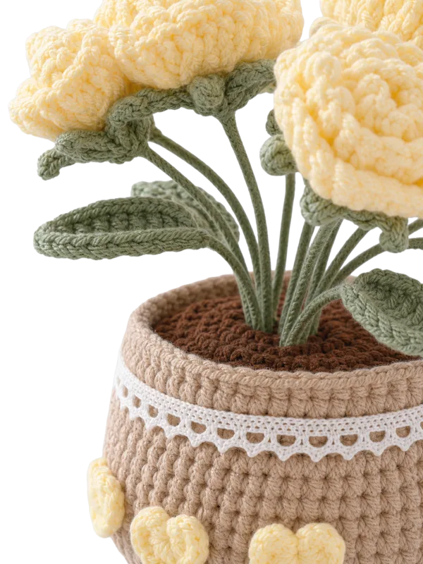 yellow rose pot ornament soft detail