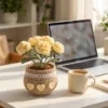 yellow rose pot ornament texture view